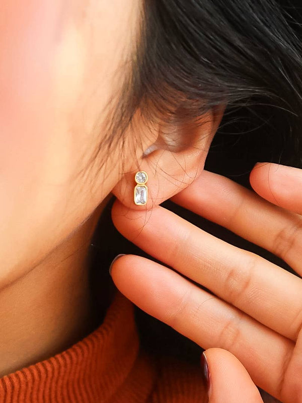 mini cz drop stud | 18k gold earrings