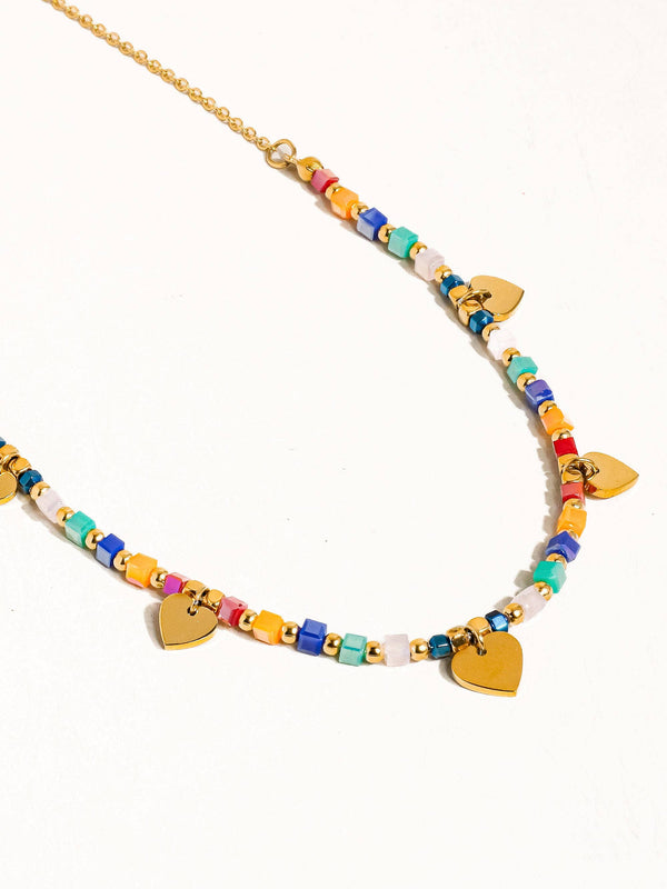 beaded hearts necklace | 18k gold necklace