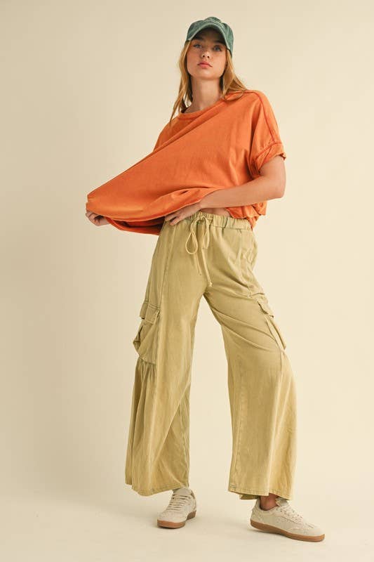 mineral washed oversized crop tee | burnt orange