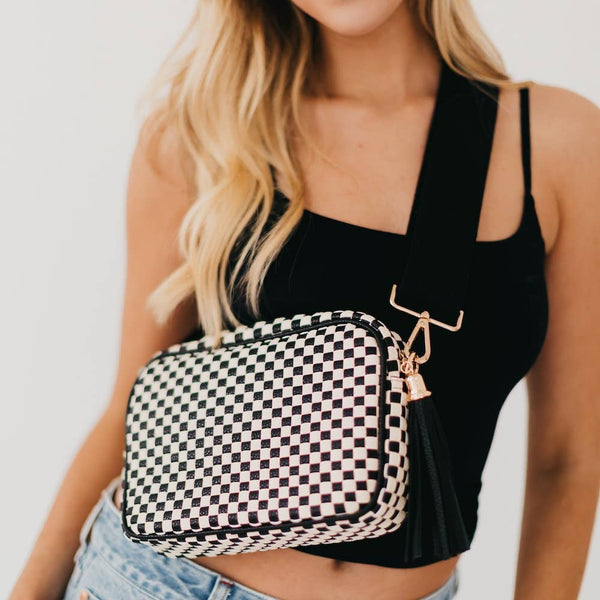 willow crossbody bag | checkered black