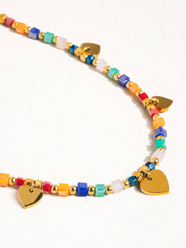 beaded hearts necklace | 18k gold necklace