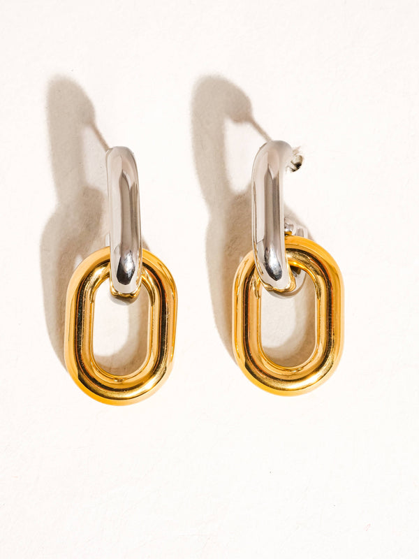 double chain earring | 18k gold earrings