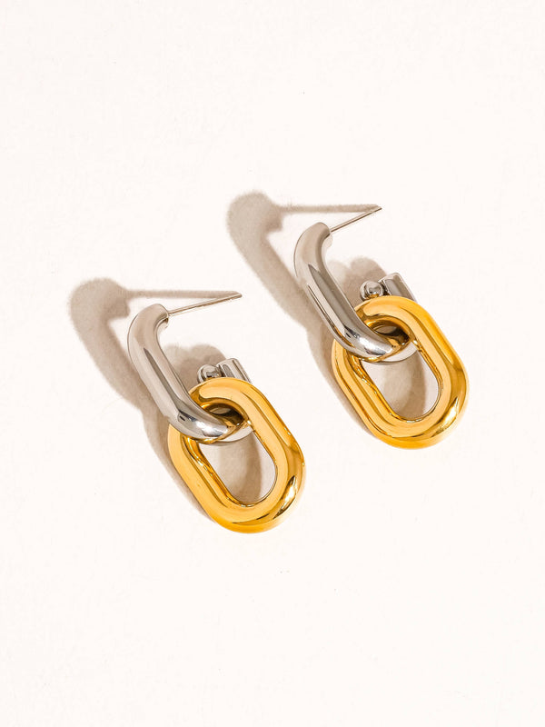 double chain earring | 18k gold earrings