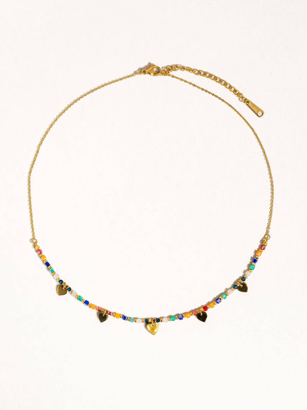 beaded hearts necklace | 18k gold necklace