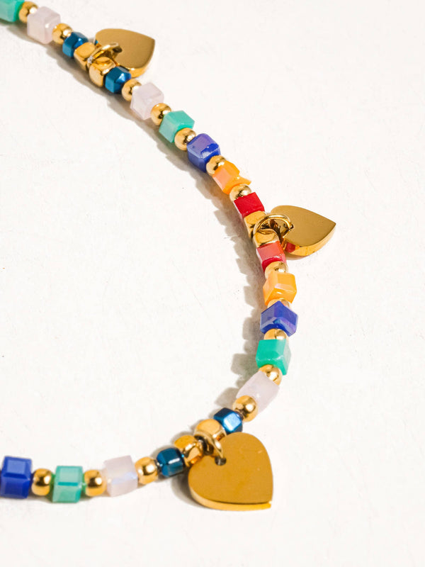beaded hearts necklace | 18k gold necklace
