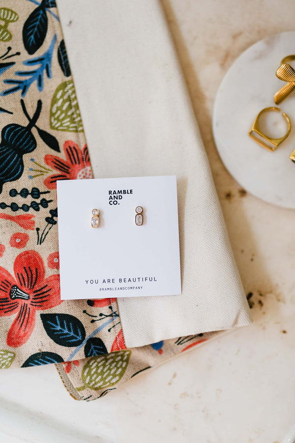 mini cz drop stud | 18k gold earrings