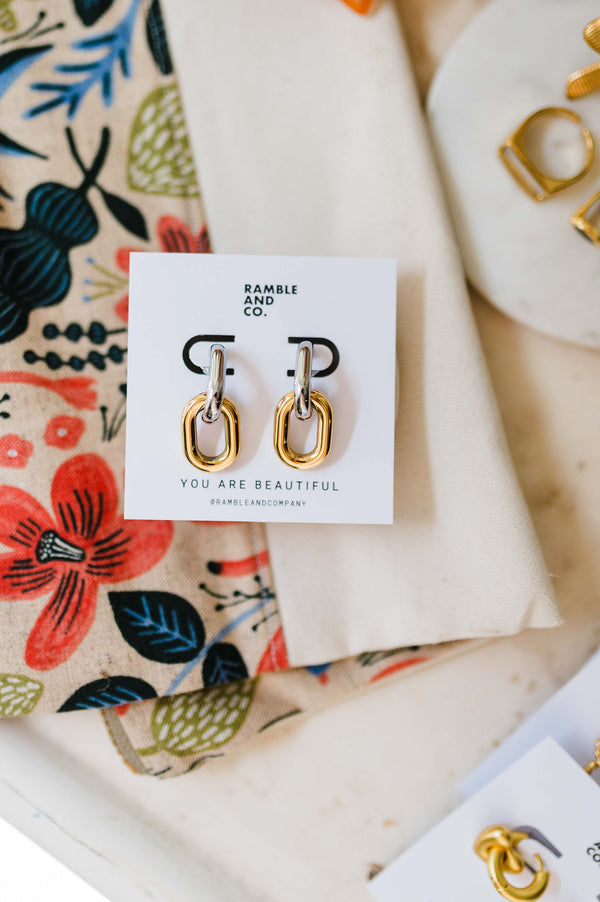 double chain earring | 18k gold earrings