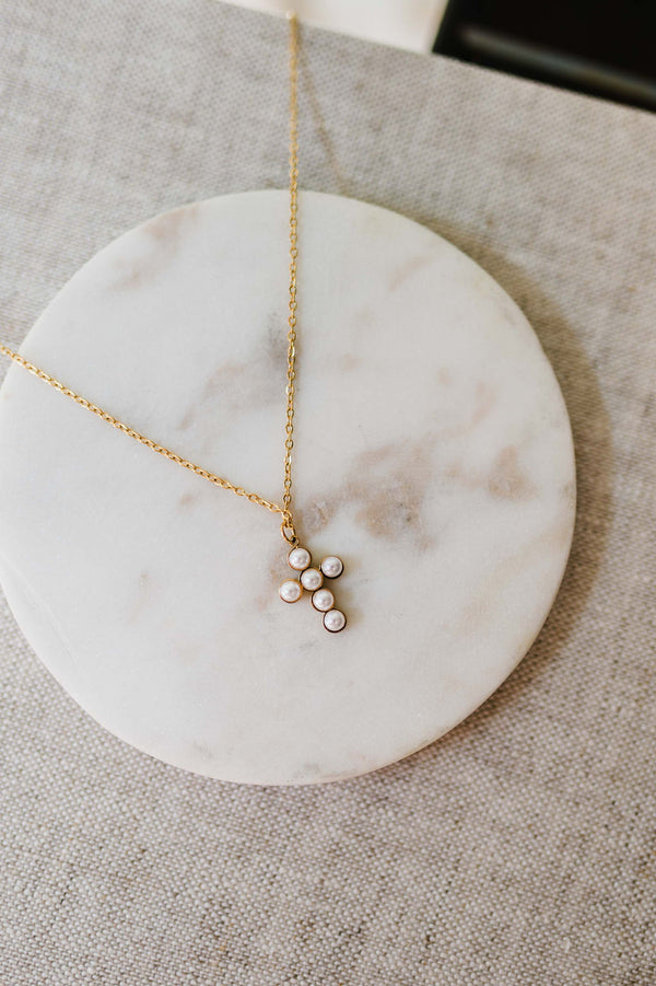 pearl cross necklace