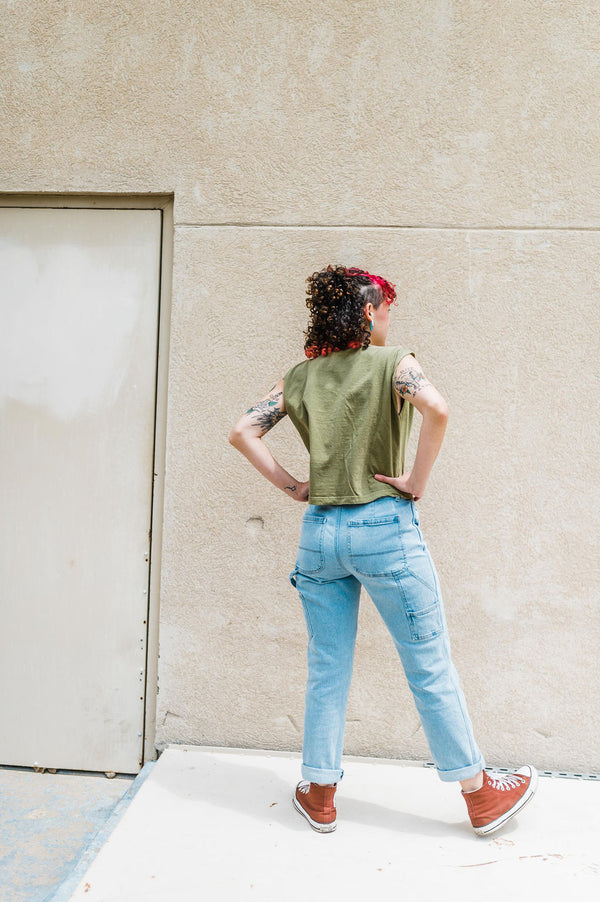 squeeze the most out of life | faded army boxy muscle tee