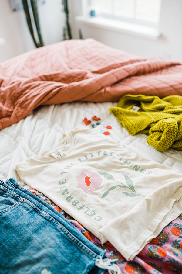 celebrate the little things | cream boxy cropped tee