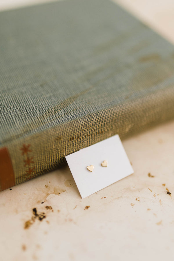 heart dainty stud earrings | 18k gold filled earrings