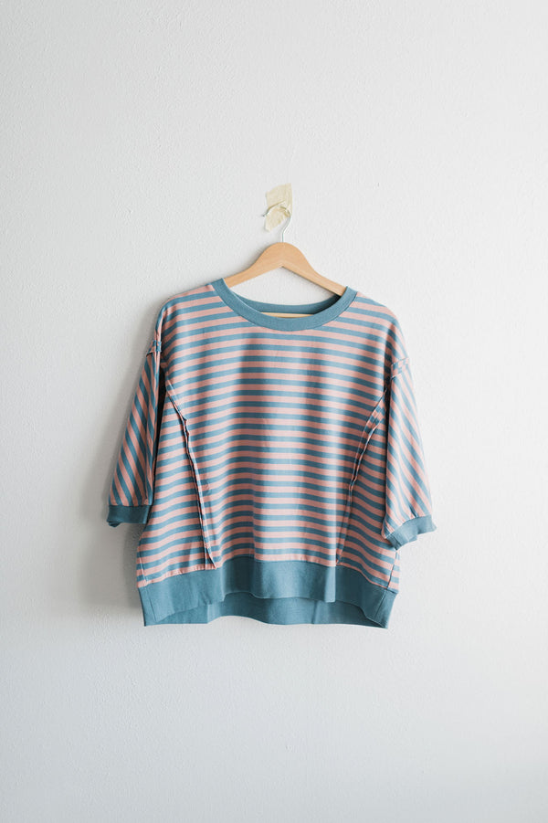 striped loose top | blue multi