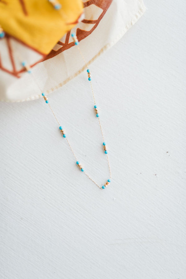 beaded turquoise chain necklace