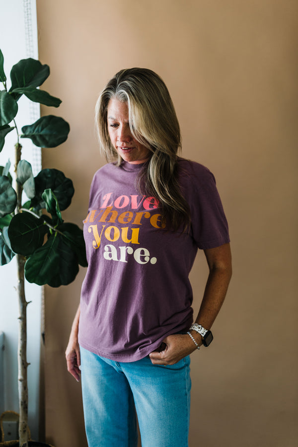 love where you are | berry comfort colors tee