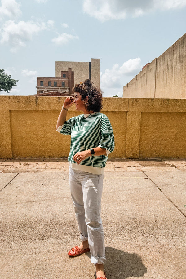 penny loose fit top | apple green stripe