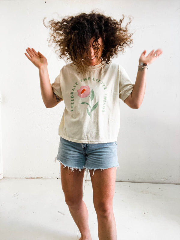 celebrate the little things | cream boxy cropped tee