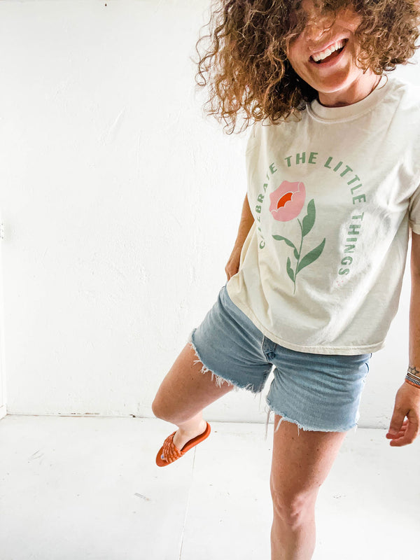 celebrate the little things | cream boxy cropped tee