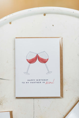 happy birthday to my partner in wine | notecard