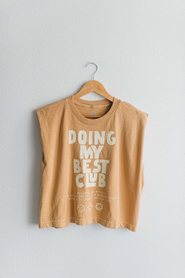 doing my best club | faded mustard boxy muscle tee