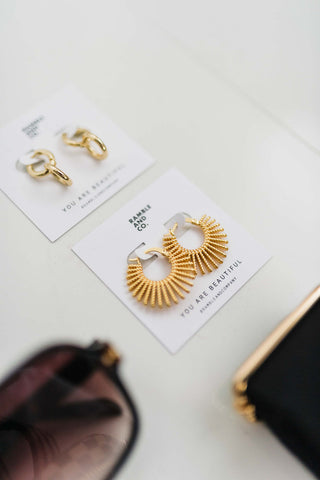 sun latch hoops | 24k gold filled earrings