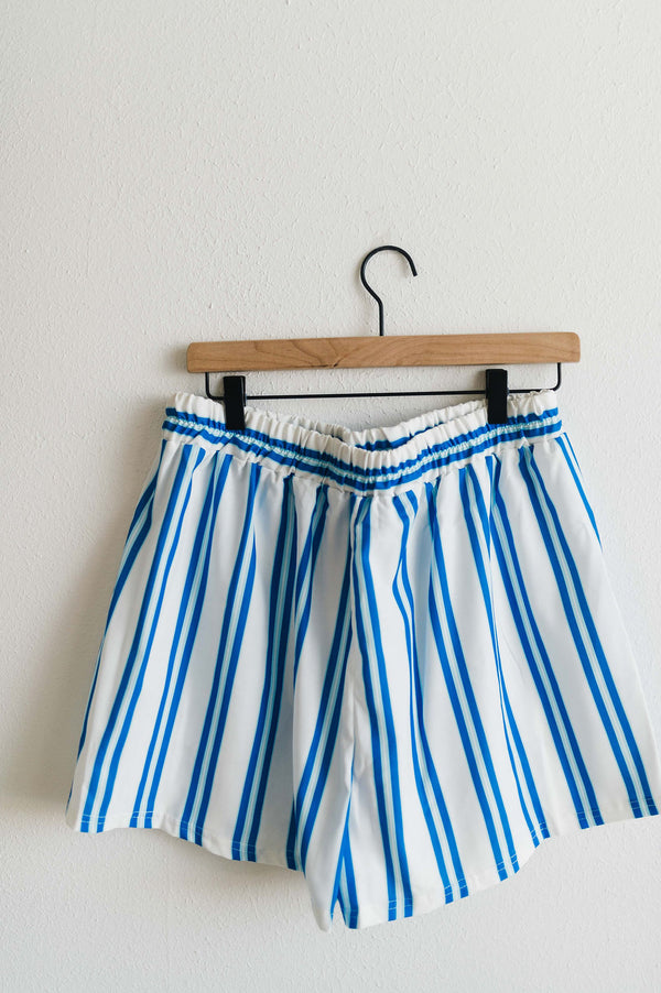 stripe elastic waist boxer shorts | skyway blue