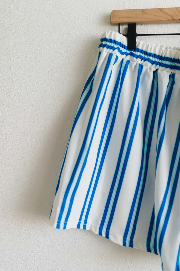 stripe elastic waist boxer shorts | skyway blue