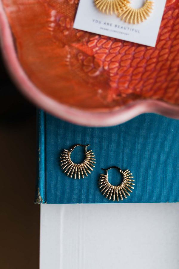 sun latch hoops | 24k gold filled earrings