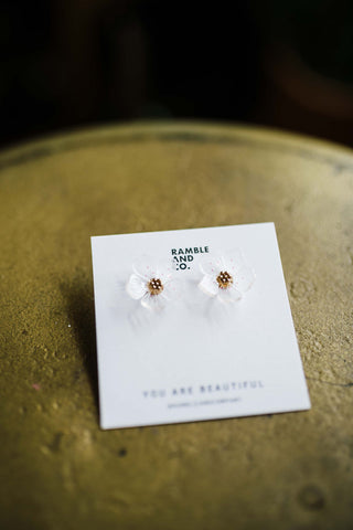 clear acrylic flower stud earrings | 24k gold filled earrings