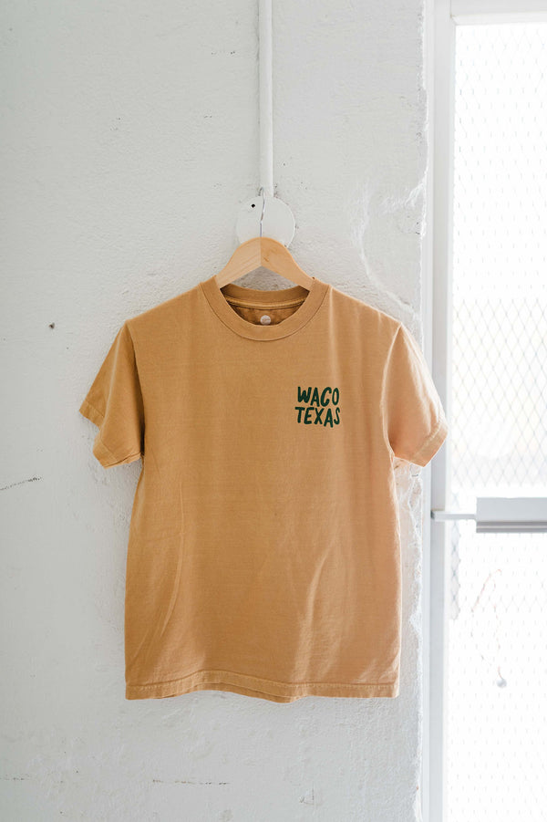 waco texas bear on the brazos | heather yellow gold kids tee