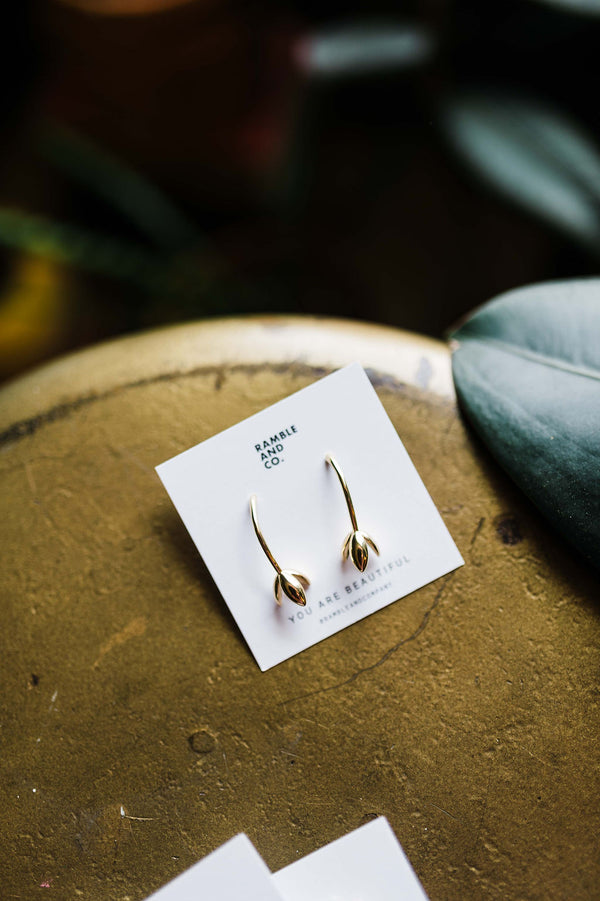 tulip flower drop stud earrings | 24k gold filled earrings