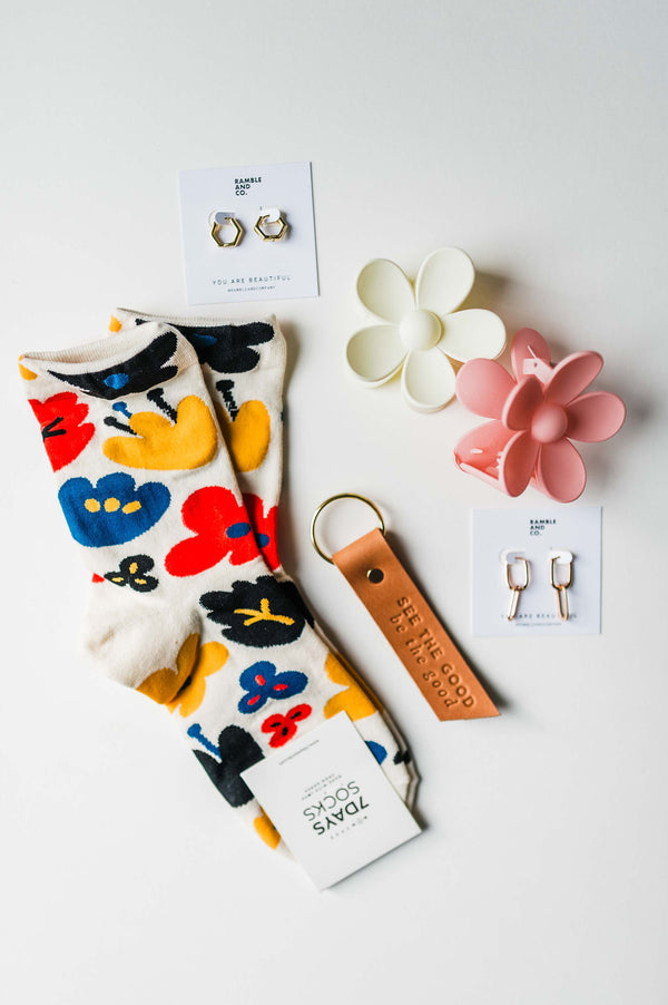 crew socks | flower fleur