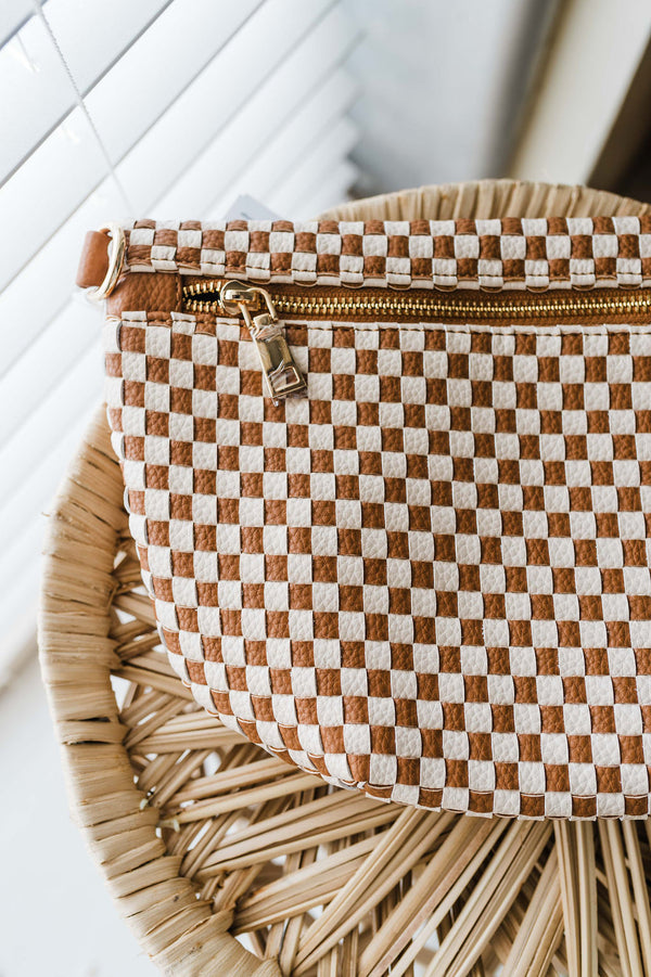 westlyn woven bum bag | checkered brown
