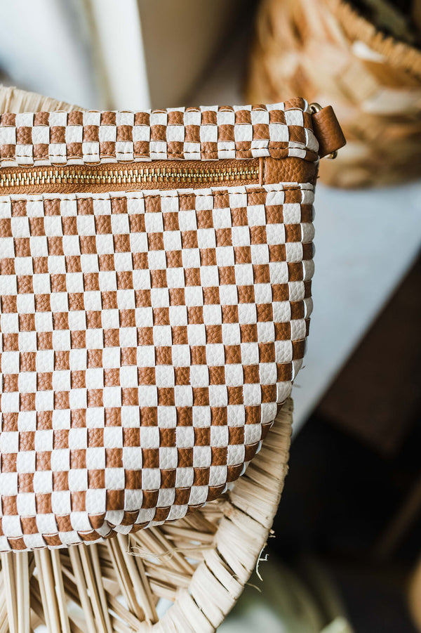 westlyn woven bum bag | checkered brown