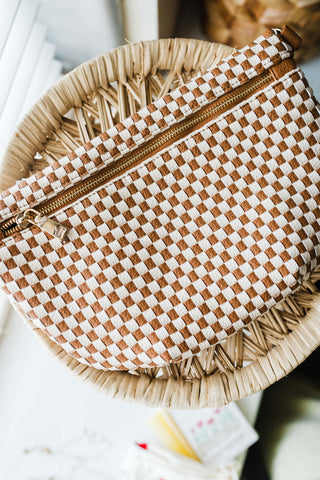westlyn woven bum bag | checkered brown
