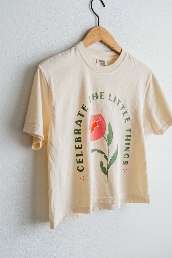 celebrate the little things | cream boxy cropped tee