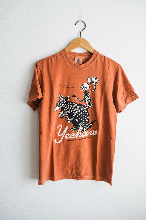 yeehaw skeleton + armadillo | yam comfort colors