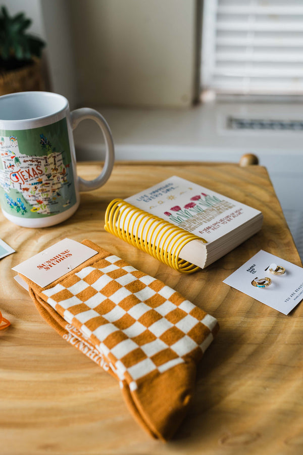 checker crew socks | orange