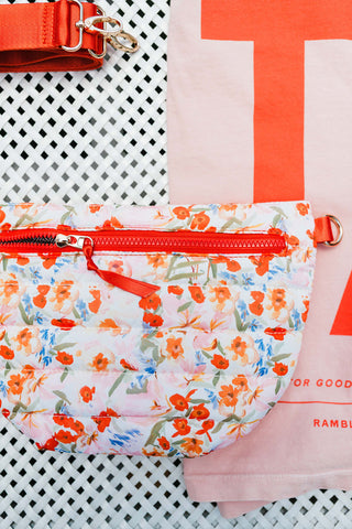 puffer belt bag | mango floral watercolor