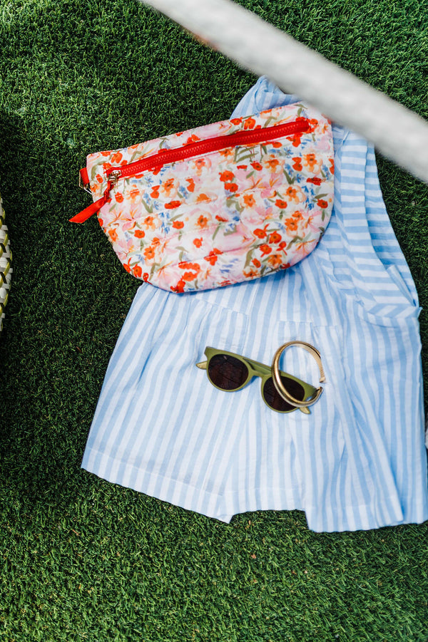puffer belt bag | mango floral watercolor