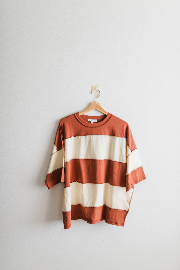 large stripe color block top | butter & terracotta