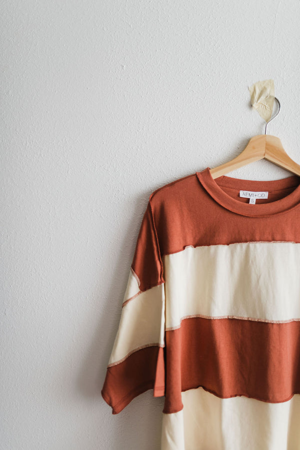 large stripe color block top | butter & terracotta