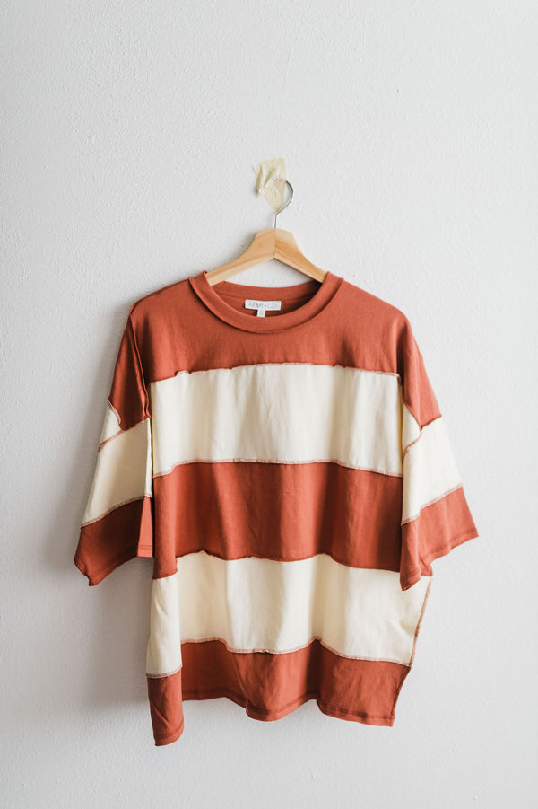 large stripe color block top | butter & terracotta