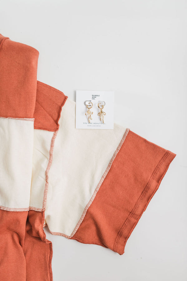 large stripe color block top | butter & terracotta