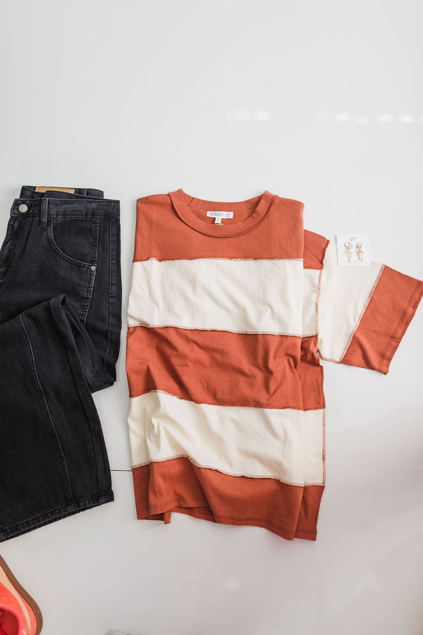 large stripe color block top | butter & terracotta