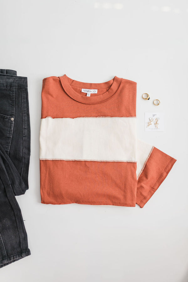 large stripe color block top | butter & terracotta