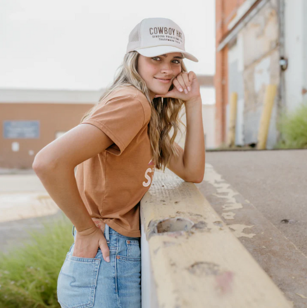 cowboy hat | cream + brown