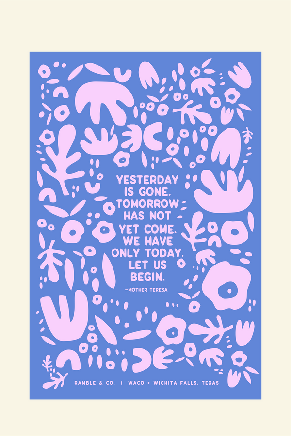 yesterday is gone print 12x18 | blue + pink