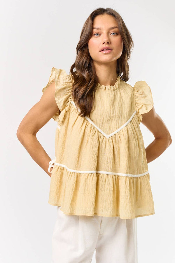 ruffled tiered top | yellow