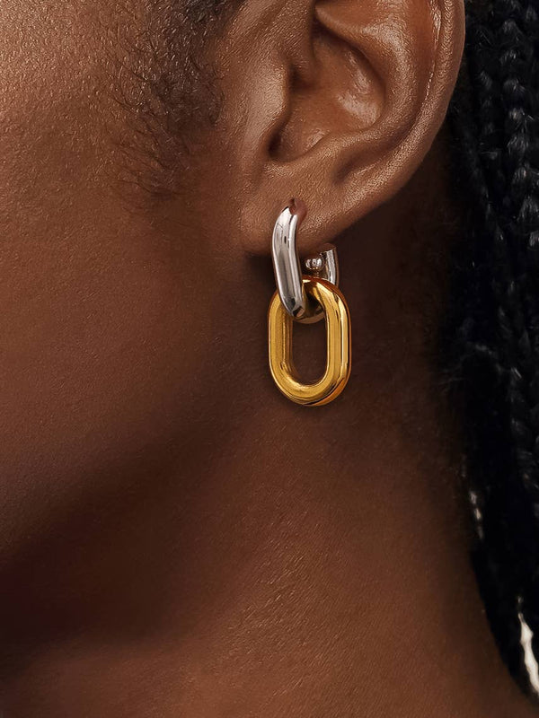 double chain earring | 18k gold earrings
