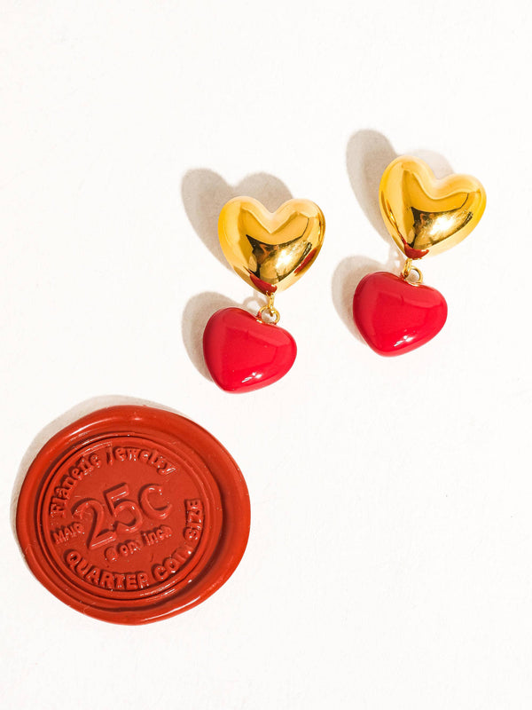 vintage heart earring | 18k gold earrings